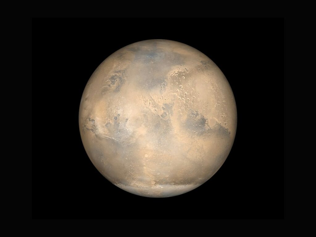 Mars on a black background